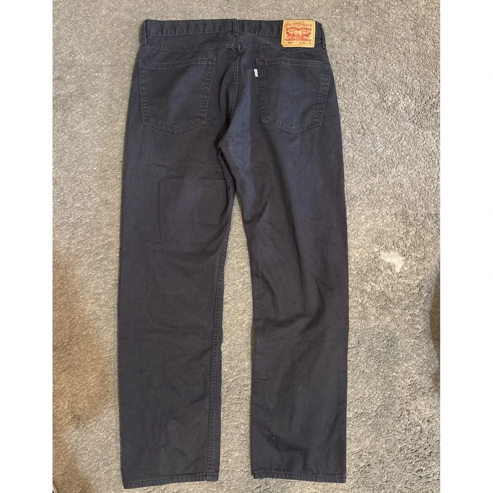 Levis 505 Jeans Mens 36x32 Black Regular Fit Straight Leg Denim Dark Wash 2 Pair
